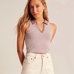 Abercrombie Brown and white striped tank top